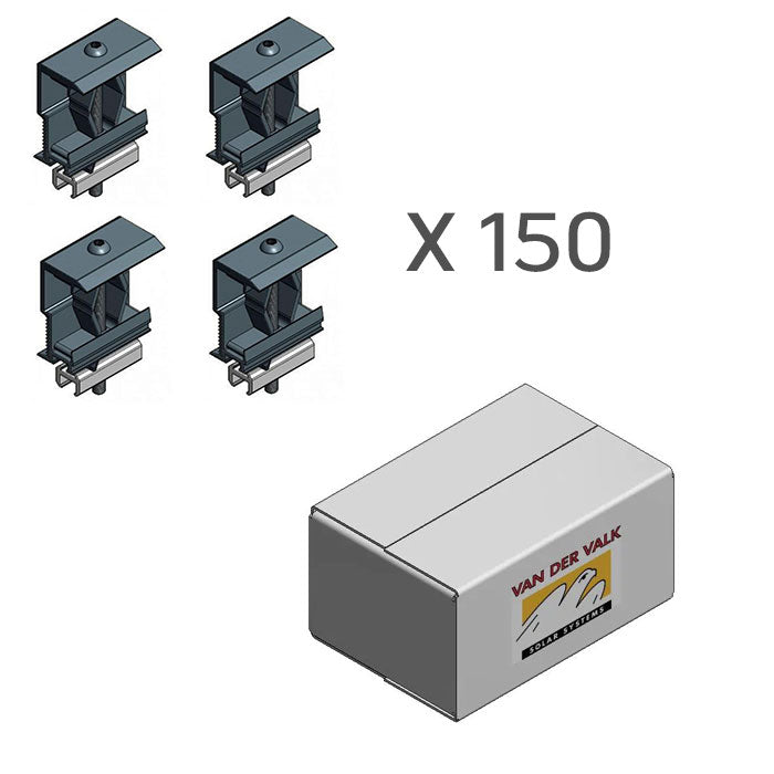 Hel låda - Van der Valk - 150 stycken Ändklämma svart (721552ZW) Montagematerial Van der Valk Solar Systems