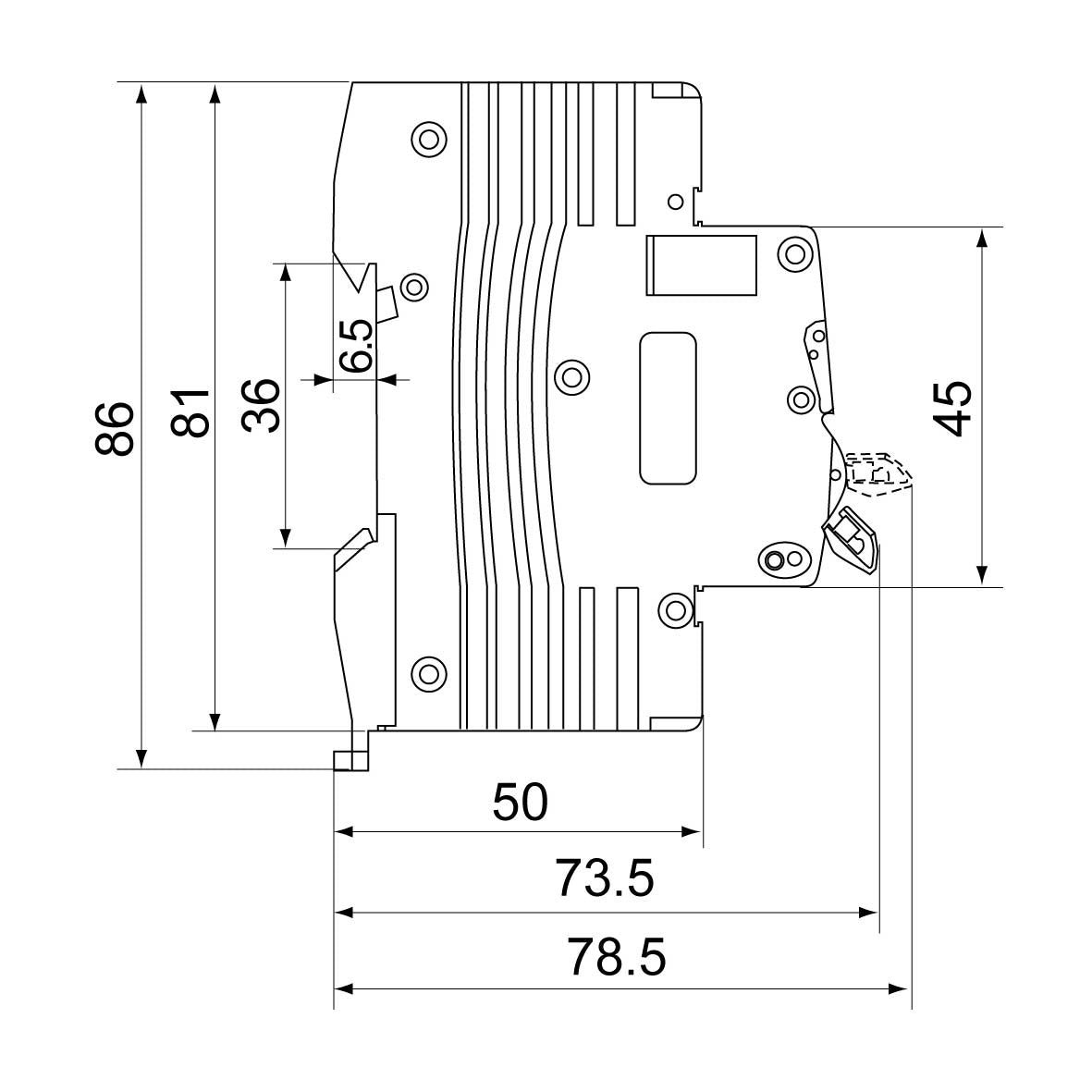 Automatsäkring 3-Polig 25 A Typ C Rutab RSC-325 Normprodukter Solproffset
